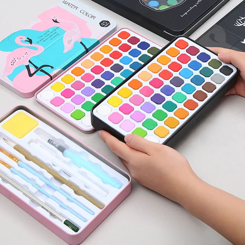 Keep Smiling Flamingo Solid Watercolor Paint Set 45 Pcs