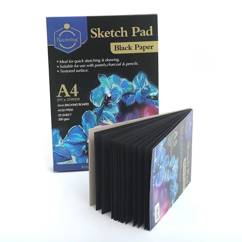 KeepSmiling Sketch Pad Black Paper 150gsm Available Size A4 (20sheet)