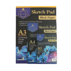 KeepSmiling Sketch Pad Black Paper 150gsm Available Size A5 (20sheet)