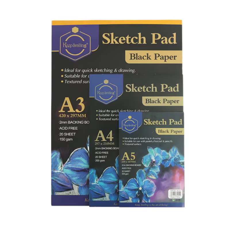 KeepSmiling Sketch Pad Black Paper 150gsm Available Size A5 (20sheet)