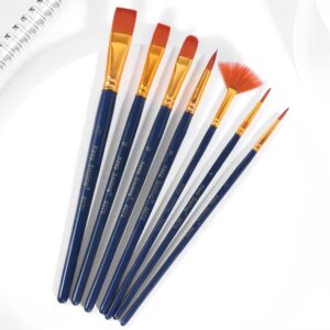 Keep Smiling 7 Pieces Nylon Hair Artist Painting Watercolor Gouache Brush Set Wooden Handle