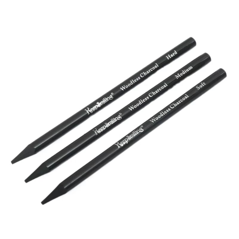 Keep Smiling Woodless Charcoal Pencils 3pcs