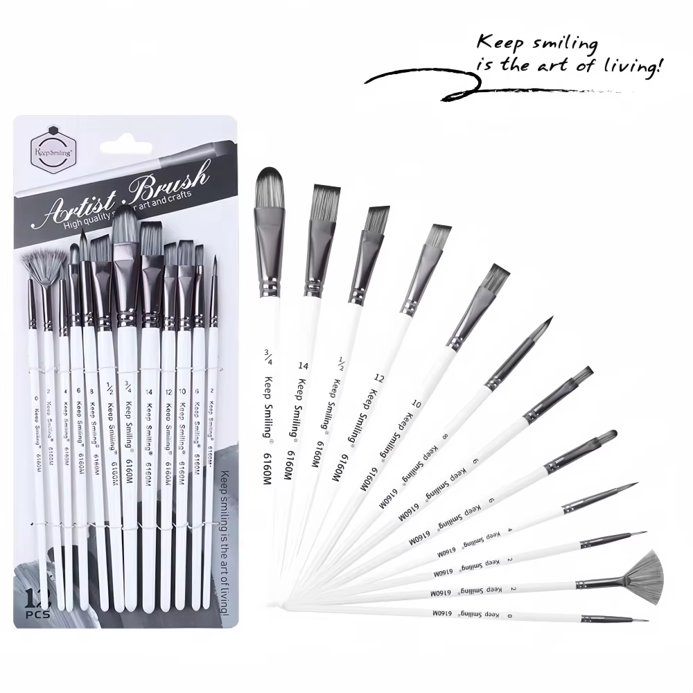Keep Smiling Artist 12 Pieces Synthetic Hair Brush Set 6160M