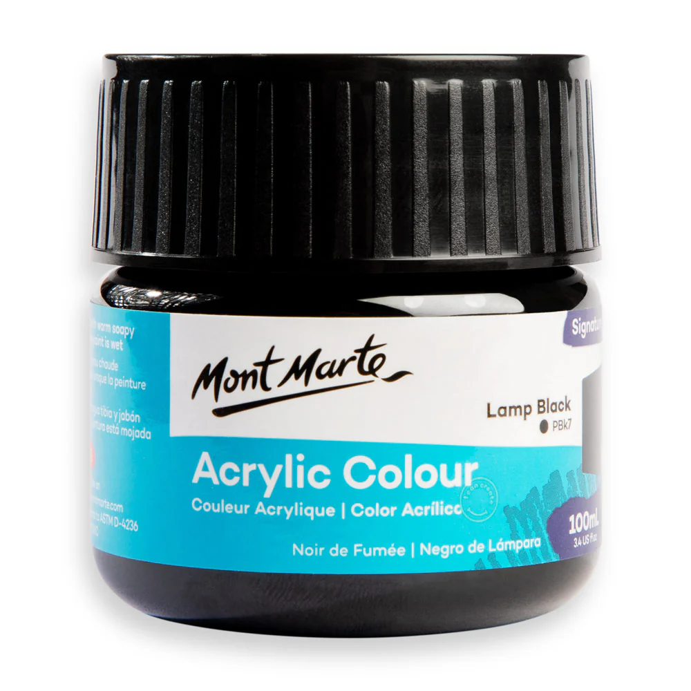Mont Marte acrylic color 100ml lamp black