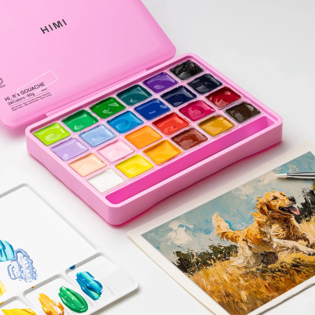 HIMI GOUACHE PAINT SET, JELLY CUP,30G/24COLORS, Pink