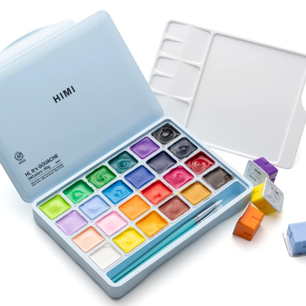 HIMI GOUACHE PAINT SET, JELLY CUP,30G/24COLORS, ICE BLUE