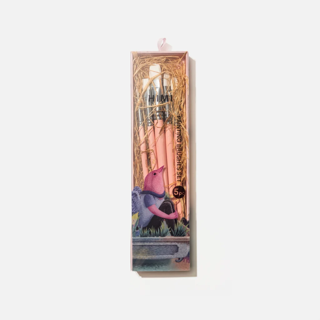 HIMI LITTLE BIRD PAINTING BRUSHES, 5PCS, PINK