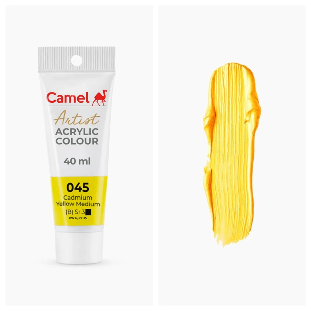 Camel Artist Acrylic Colours 40ml - Cadmium Yellow Medium (Sr.3)