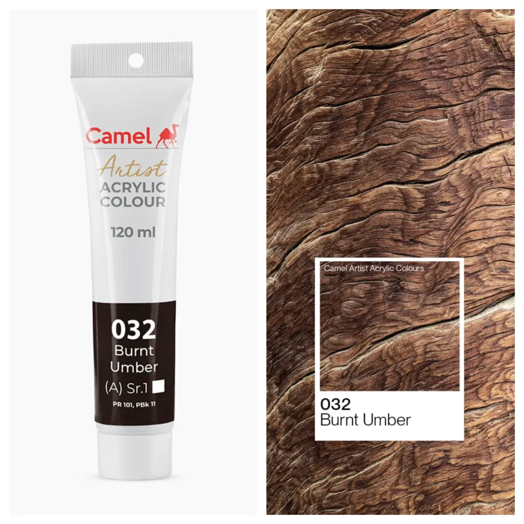 Camel Artist Acrylic Colours 120ml - Burnt Umber (Sr.1)