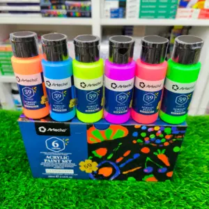 Artecho Professional Acrylic Paint Set - 6pc x 59ml (GLOW & NEON)